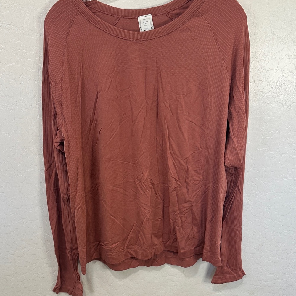 Old Navy Women's pink‎ Rust Long Sleeve Top seamless 3X plus go-dry active